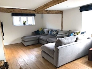 Hambledon LHF Corner Combi Unit with Contrasting Back Cushions and Scatters
