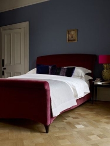 Arles Bed in British Velvet Mulberry