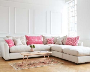 Hambledon LHF Combi Unit and Stool in Sanday Natural with contrasting scatters