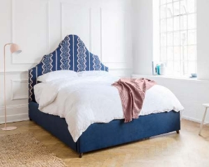 Gothic King Bed in Designers Guild Jasham Indigo