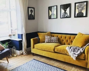Haresfield 3 Seater Sofa in Portland Brilliant Velvet Brass