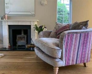 Helmsley Snuggler in J Brown Modena Lavender & Romo Parada Crocus