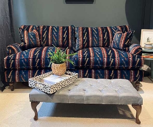 Alwinton 3 Seater Sofa in Linwood Velvet Hi Ho Silver Navy