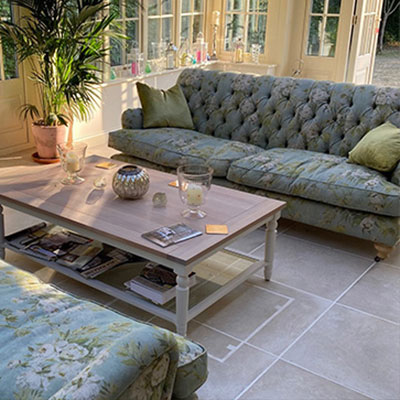 Chiddingfold 3 Seater Sofas in Floreale Linen Celadon