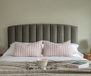 Redchurch King Size Bed in Linwood Omega Velvet Duck Egg