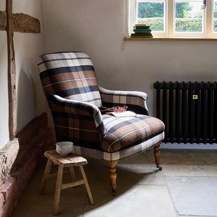 As Seen in Our Brochure Autumn 2023: Snape Chair in Ralph Lauren Coach Road Tartan Otter