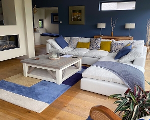 Big Softie Straight Arm Corner Unit in Koki Alabaster with Scatters in RHS Mix