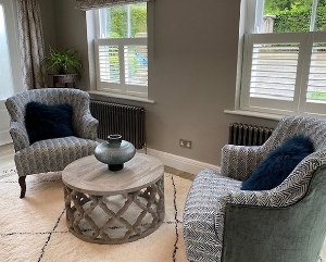 Grassington Chairs in Designers Guild Malia Indigo and Warwick Kobe Alpine