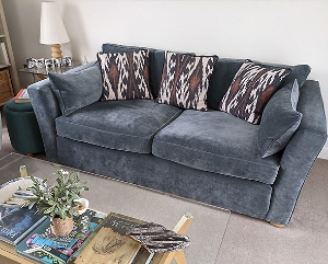 Aldeburgh 3 Seater Sofa in Warwick Manolo Velvet Atlantic