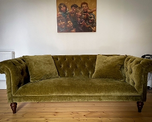 Arncliffe 3 Seater Sofa in Traditional Vintage Velvet Olive