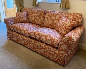 Lanhydrock 4 Seater Loose Cover Sofa in RHS Gertrude Jekyll Meadowflower Reversed Terracotta