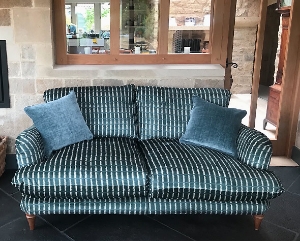 Pugin 3 Seater Sofa in V&A Threads Of India Opulent Velvets Ikate Mirage Hunter