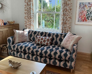 Saltdean 4 Seater in Linwood Helter Skelter Velvet Ink