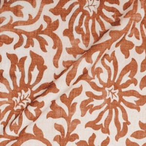 Spill Resistant V&A Floral Scroll: Terracotta