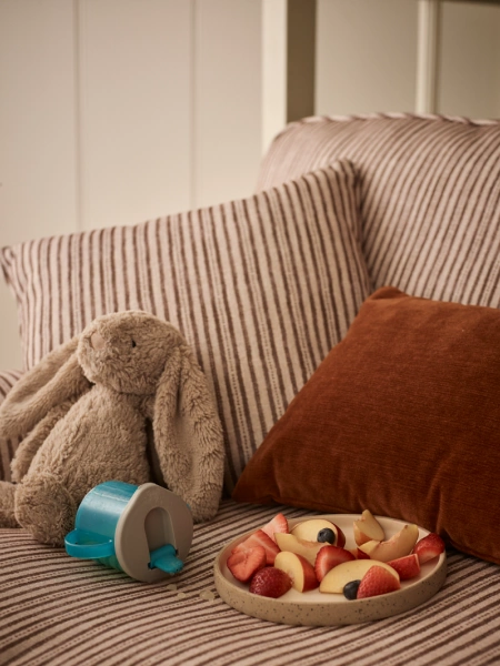 Free delivery on pieces in our new spill-resistant exclusive fabrics. A little more grace for moments that spill over.