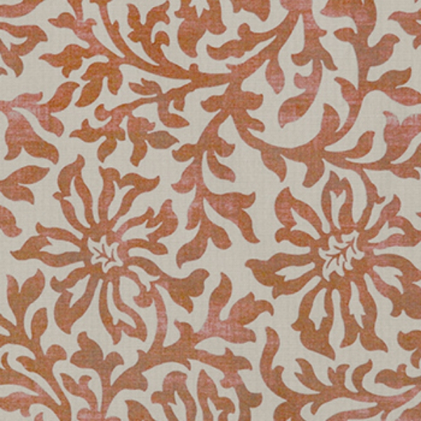 Spill Resistant V&A Floral Scroll: Terracotta