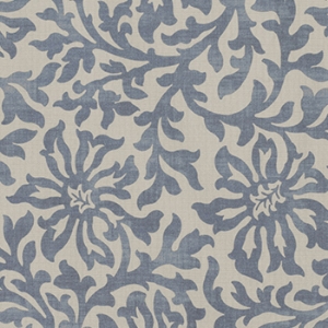 Spill Resistant V&A Floral Scroll: Morning Blue