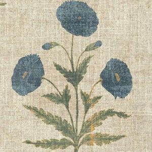 V&A Threads of India on Linen - Regal Poppy: Gentian