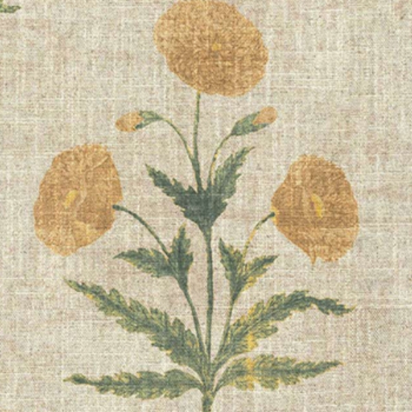 V&A Threads of India on Linen - Regal Poppy: Buttermilk