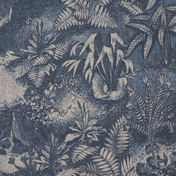 Spill Resistant RHS Ferns Toile: Indigo