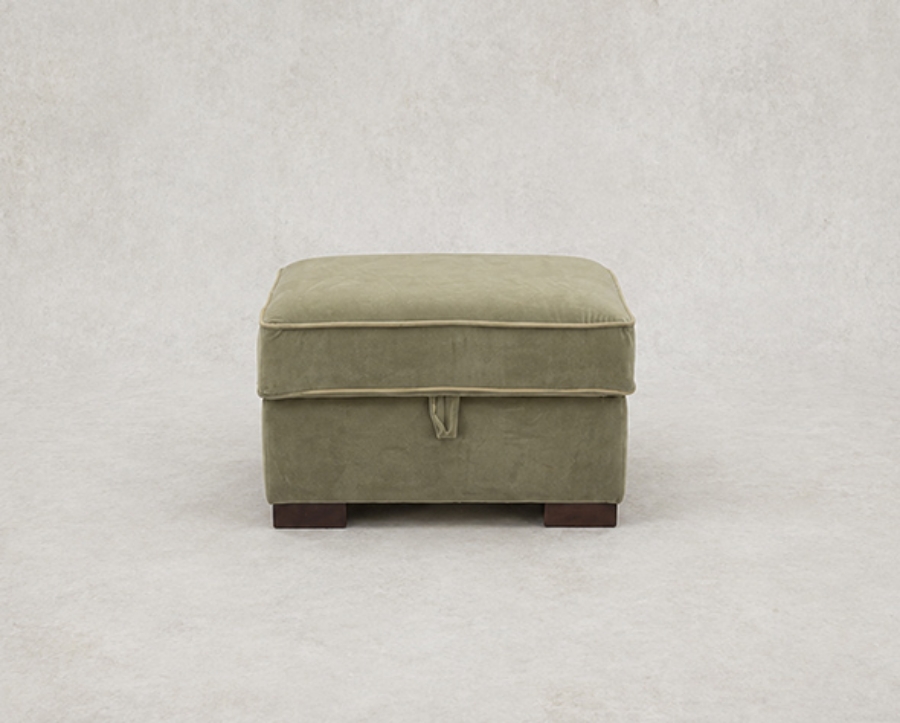 Outlet Edinburgh: Wadenhoe storage footstool in Linwood Omega Velvet Green Tea