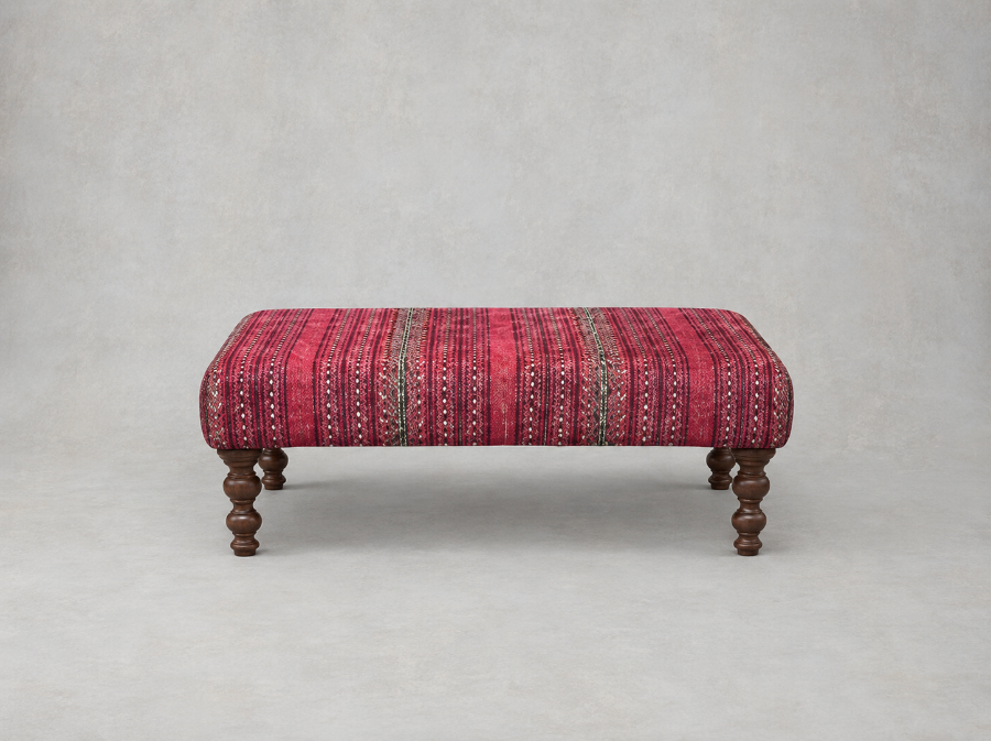 Outlet West Sussex: Porthallow footstool in TOI Opulent Velvet Andhra Weave Rouge