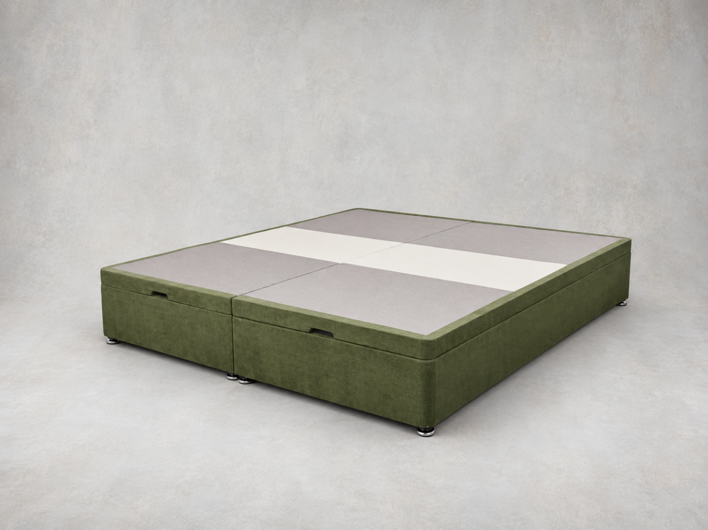 Outlet West Sussex: Super king side opening ottoman bed in Thompson Ravello Linen Evergreen
