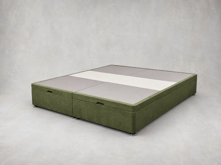 Outlet West Sussex: Super king side opening ottoman bed in Thompson Ravello Linen Evergreen