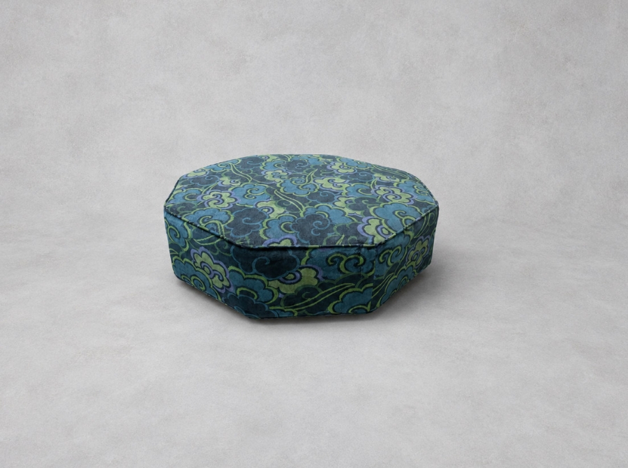 Outlet West Sussex: Threepenny Bit Footstool in Linwood Velvet Wonderland