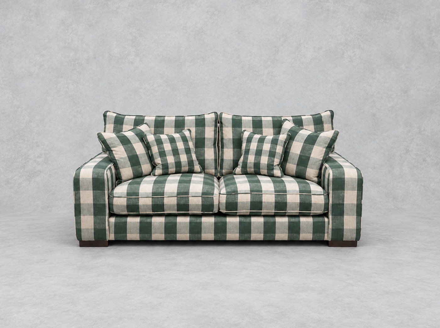 Outlet West Sussex: Richmond 2.5 seater sofa in Sussex Gingham Large Forest