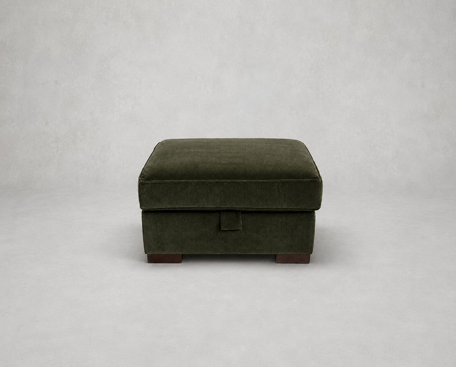 Outlet West Sussex: Wadenhoe storage footstool in Linwood Omega Velvet Seaweed