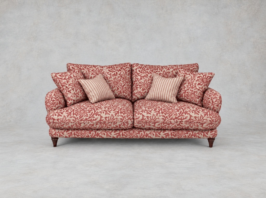 Outlet Edinburgh: Pugin 3 Seater Sofa in V&A Floral Scroll Chilli