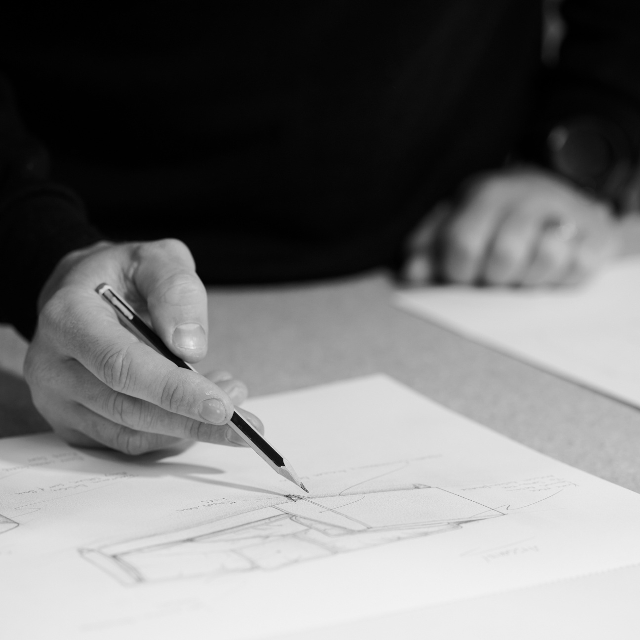 Initial sofa being sketched